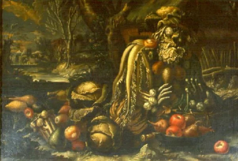 Arcimboldi Giuseppe - Natura morta con frutta e verdura di stagione, Pinacoteca Tosio Martinengo, Brescia, maniera